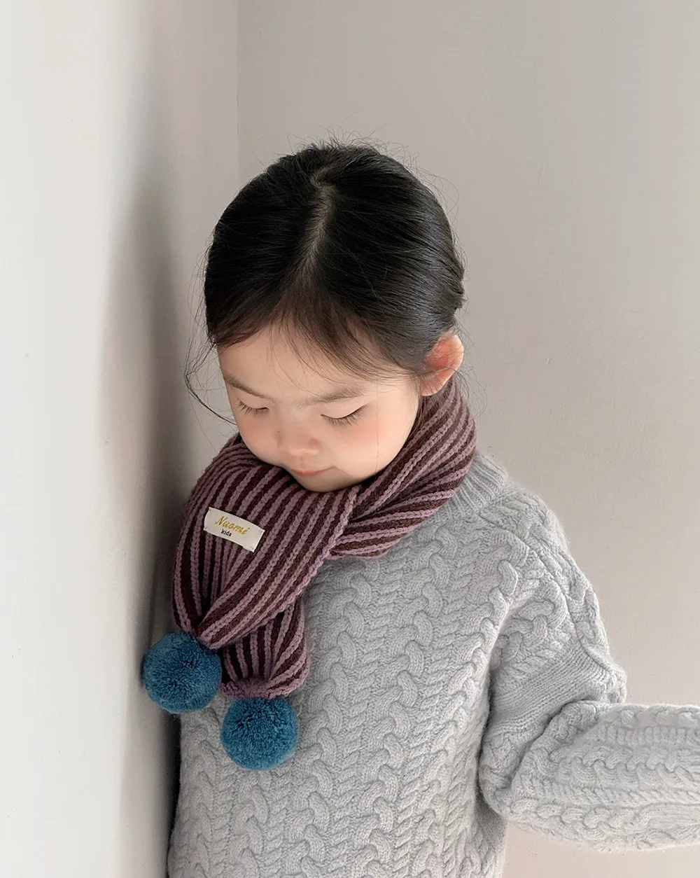 Children's Scarf  Winter Korean-style Striped Knitted Baby Scarves for Girls Boys Neck Warmer Windproof Warm Kids Neck Scarf