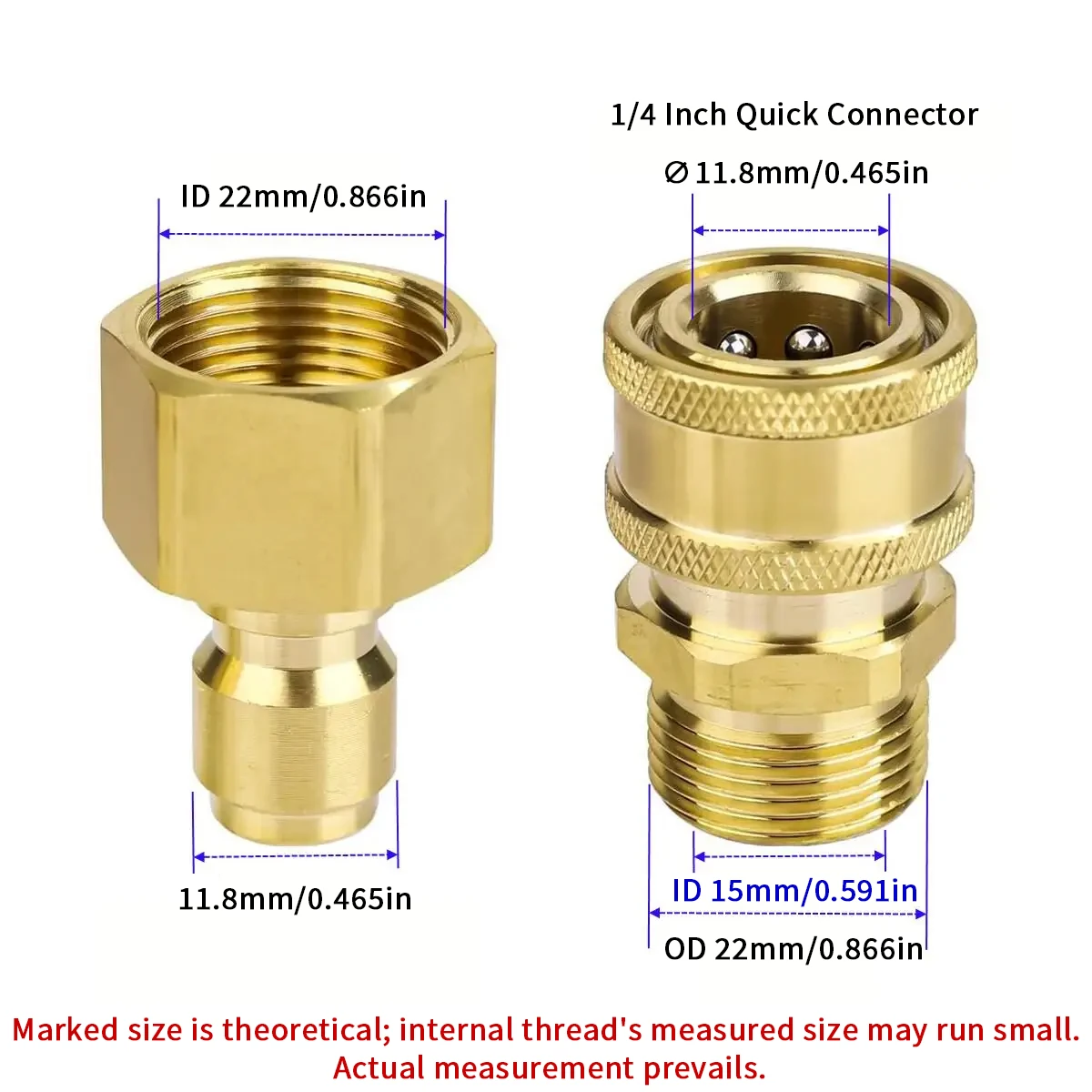 1/4" Quick Connect M22-adapter voor hogedrukreiniger - Universele aansluiting voor waspistool en slang Autowasaccessoire