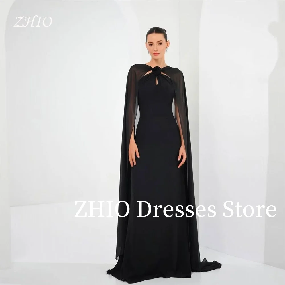 ZHIO Rose Long Jacket Evening Dresses Draped Mermaid Floor Length Formal Occasion Dress Party Gowns Customized Elegant