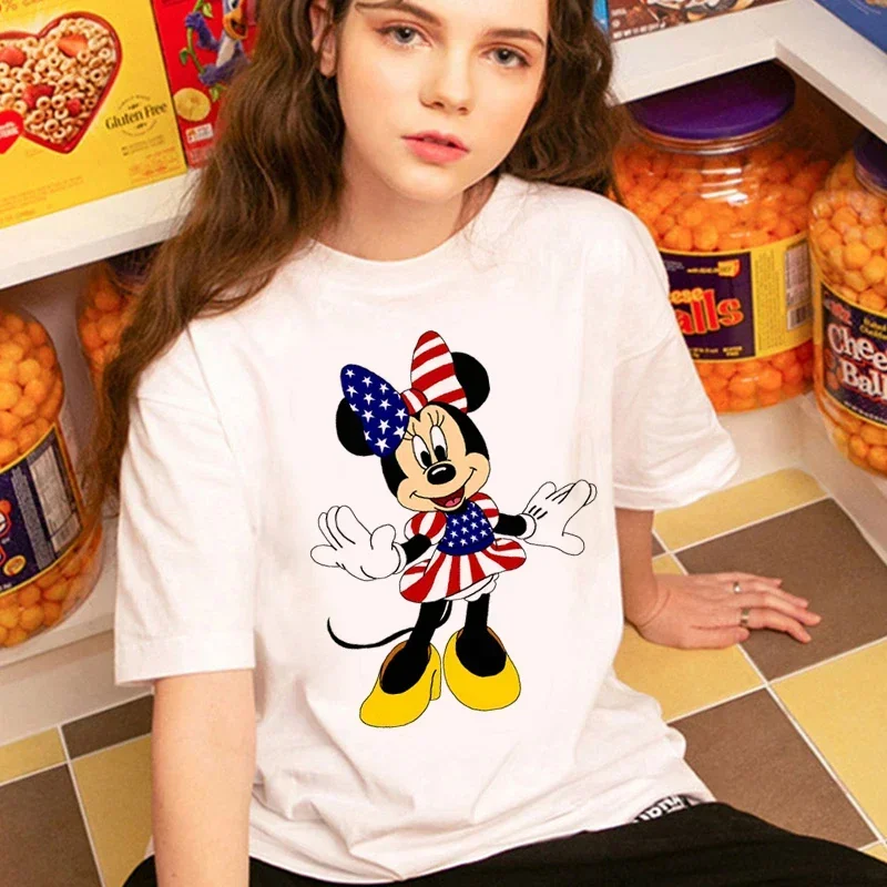 Kawaii Mickey Anime Blouses Y2k Women Clothing Graphic T Shirts Clothes Harajuku Oversized T Shirt Womens Tops
