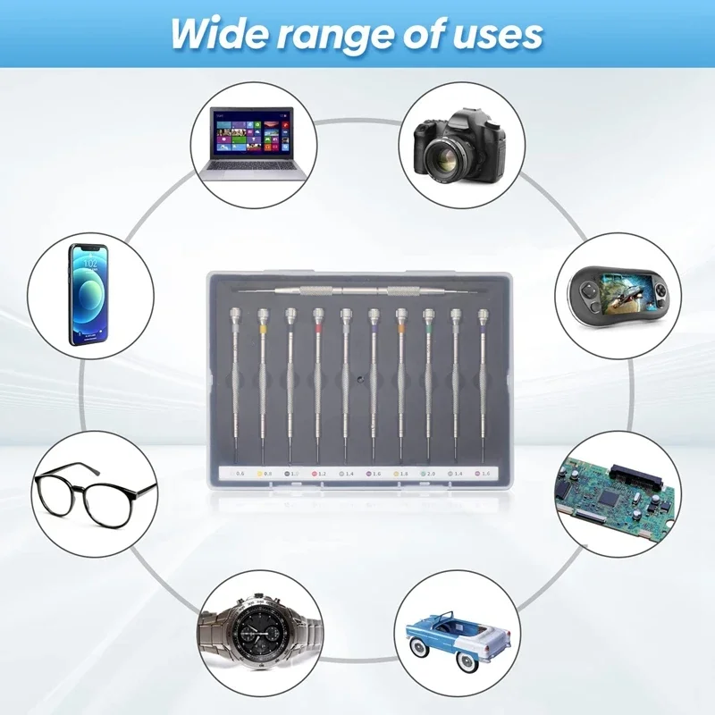 B-M 10PCS Professional Watchmaker Screwdriver + 1PCS Spring Bar Tool, Watch Screwdriver For Watch Repair, Eyeglasses Repair