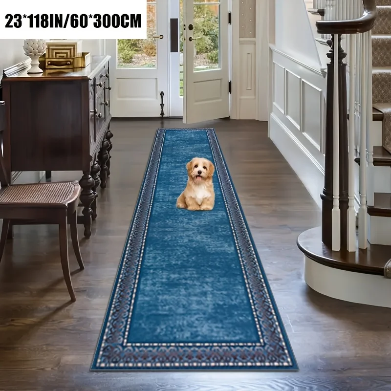 Blue Long Runner Rugs Bohe Carpet for Living Room Hallway Home Decor Kitchen Floor Mat Laundry Rugs Finely Edged Balcony  Mat