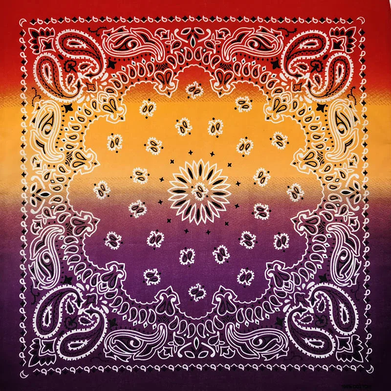 New Fashion Hip Hop 100% Cotton Bandana Square Scarf Gradient Color Paisley Headband Printed For Women/Men/Boys/Girls