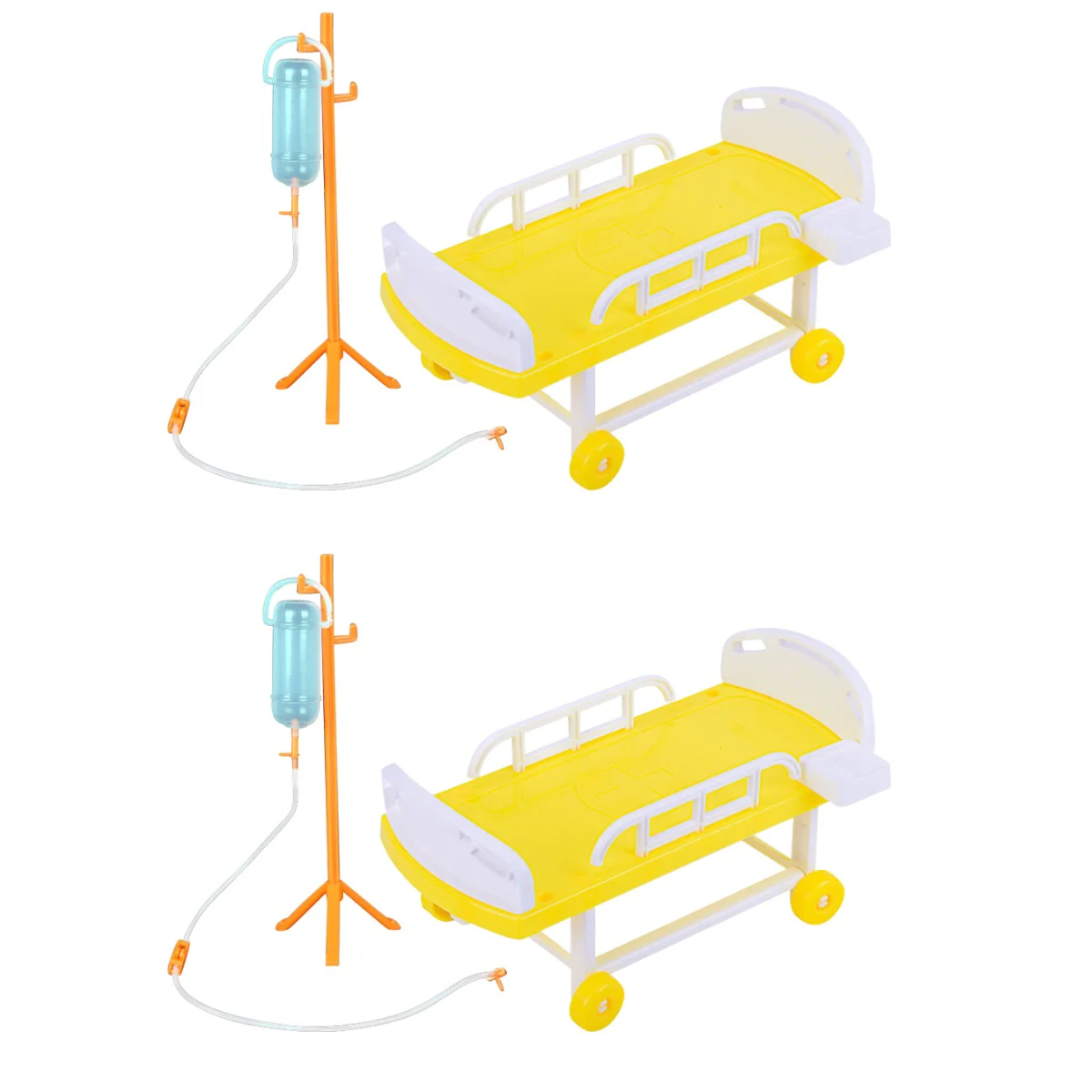2 Sets simuliertes medizinisches Bett, Mini-Spielzeughaus, Dekor, Arzt, Rollenspiel für Kinder, Accessoires, Mädchen