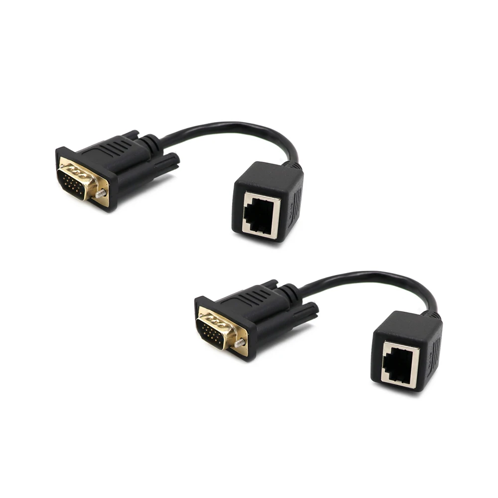 1PC VGA Extender Male/Female to RJ45 Ethernet Female LAN CAT5 CAT6 Network Cable Adapter