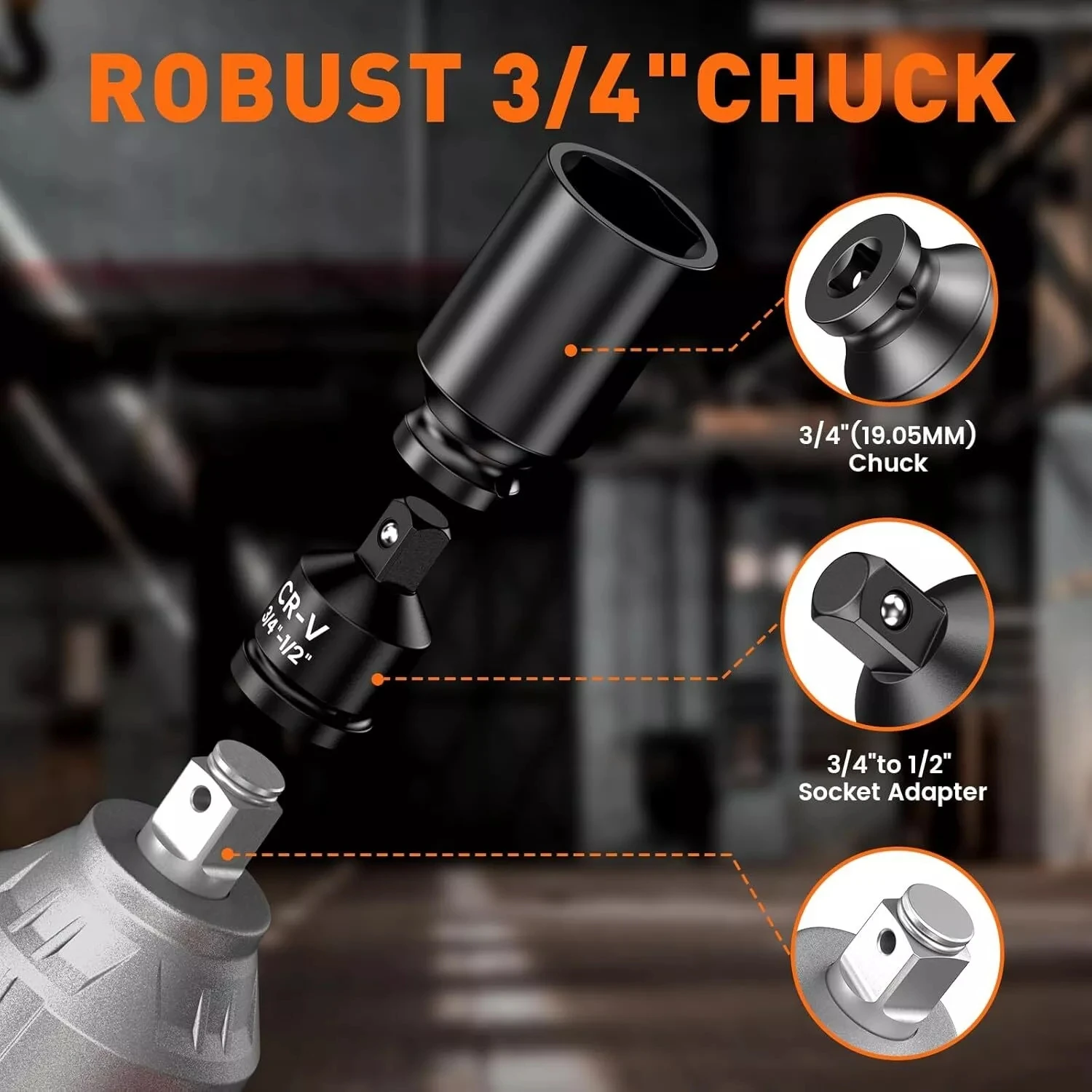 Obeng Impack Tanpa Kabel 1600N.m 3/4" Brushless untuk Baterai Makita 18 Pin, Obeng Impack Elektrik Tugas Berat