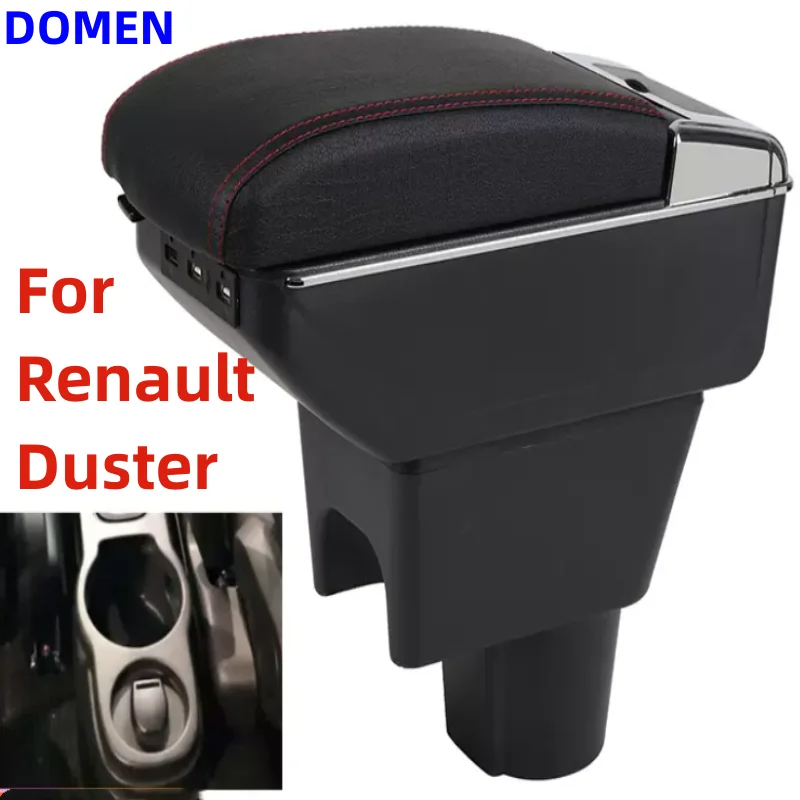 

Rotatable heighten Armrest Box For Renault Dacia Duster I 2010-2020 Central Console Storage Box Ashtray Cup holder PU Leather