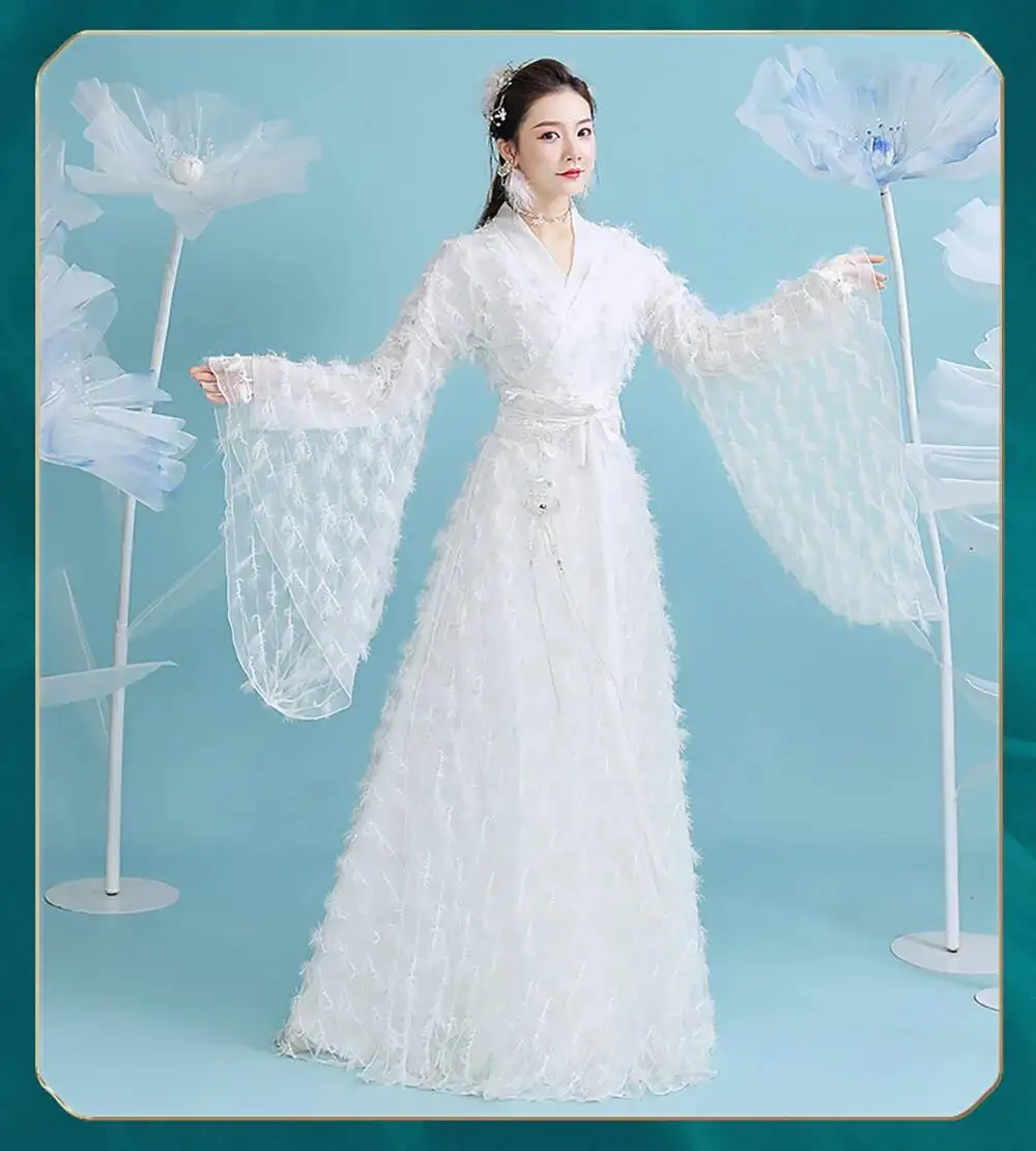 

Child Or Adult Hanfu Female Traditional Chinese Embroidery Super Fairy Costume Ethnic Dance Performance Big Swing Dress