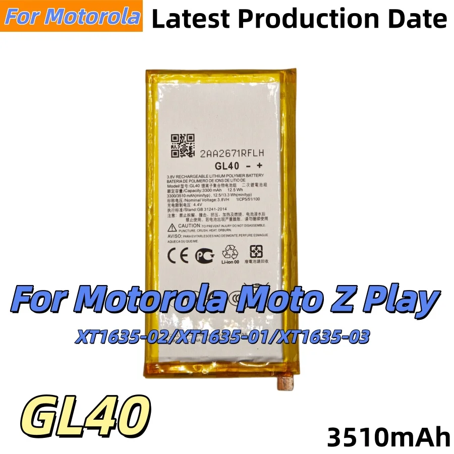 100% Brand New GL40 Battery For Motorola Moto Z Play/XT1635-02 Large capacity Batteries Latest Production Date+Free Tools