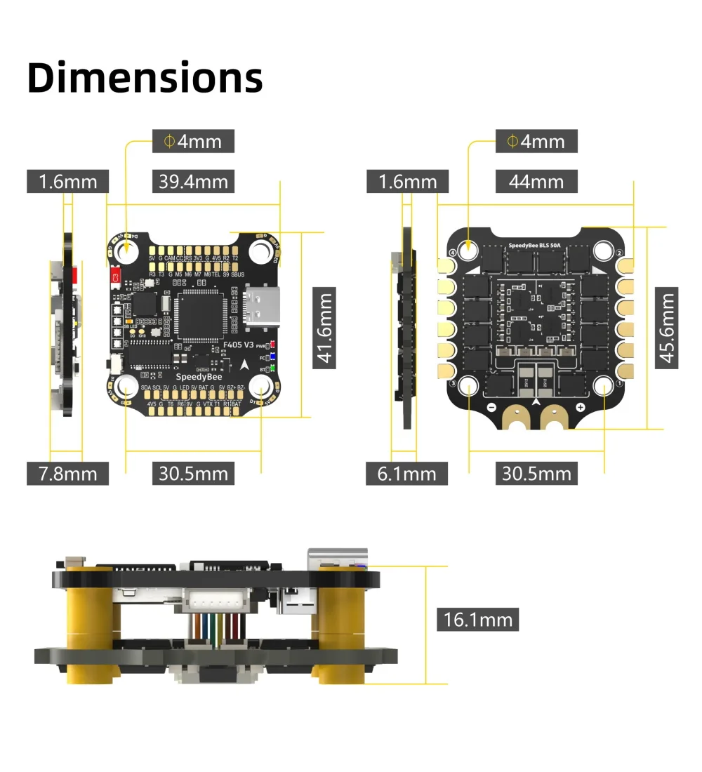 SpeedyBee F405 V3/V4 FC ESC Stack 3-6S Lipo Flight Control BLS 50A/55A 4 in 1 ESC 30x30 Bluetooth for RC FPV Racing Drone