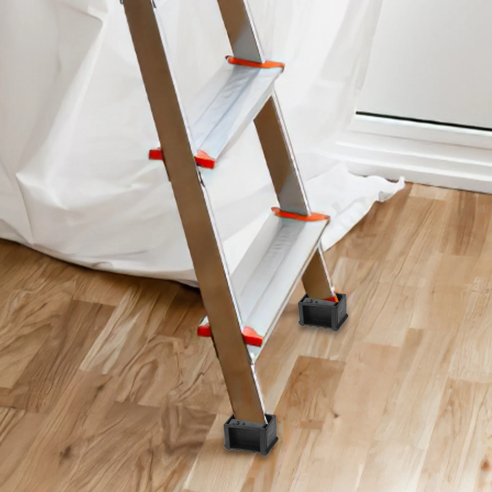 แผ่นยางหุ้มขาบันได 4 ชิ้น ป้องกันการลื่น ทนทาน ป้องกันพื้นสำหรับใช้ในบ้าน