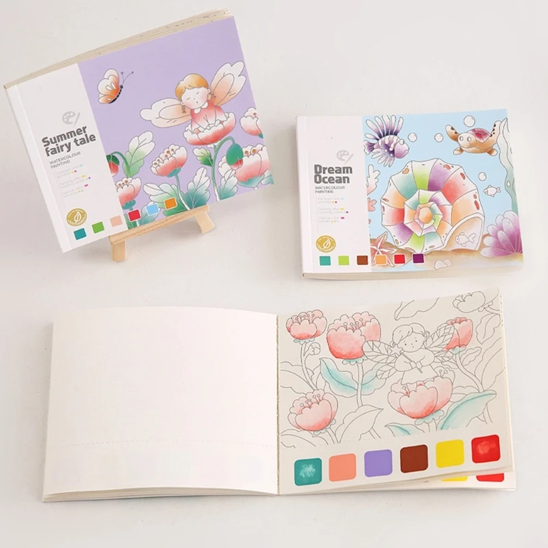 Set multiuso colori ad acquerello con accessori in carta per bambini Tema foreste animali Colore vibrante per uso 85LE