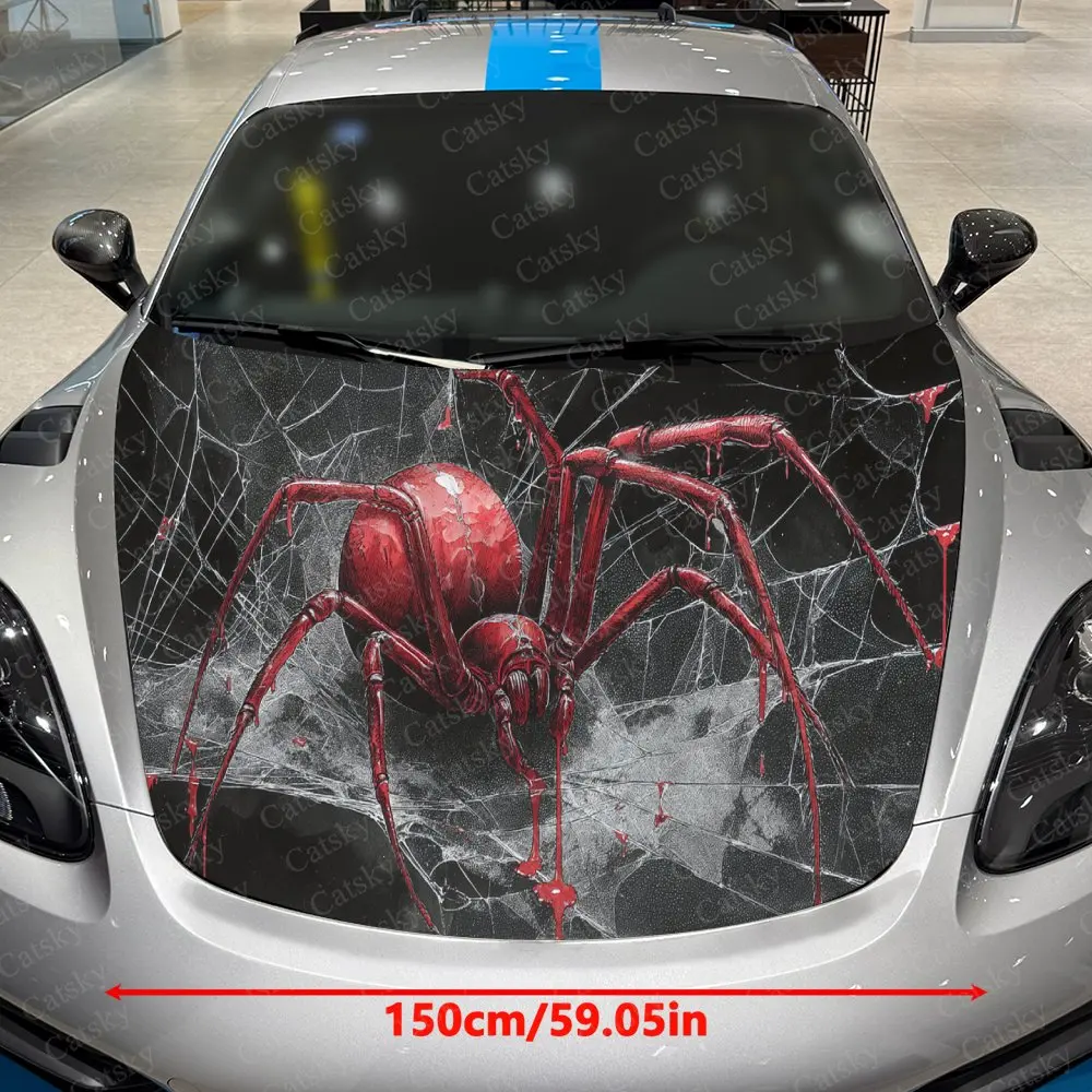 블러드 스파이더 코일링 카 비닐 랩, PVC 소재 방수 자동차 후드 스티커, 자가 접착 스크래치 방지 스티커 (엔진용)