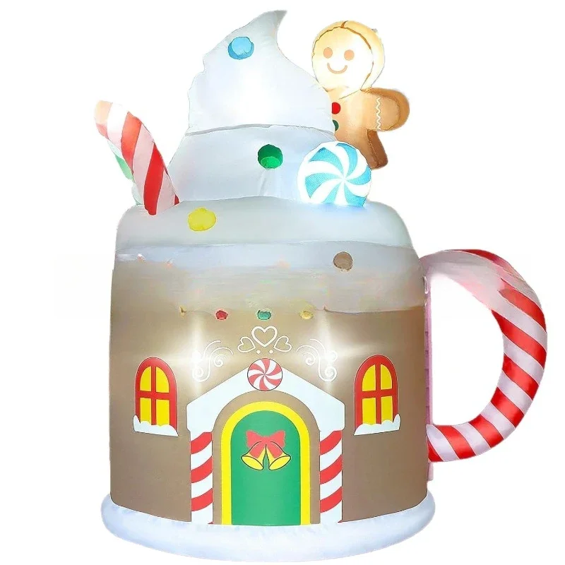 Christmas inflatable Christmas gingerbread man house air mold with led light cartoon decoration outdoor courtyard