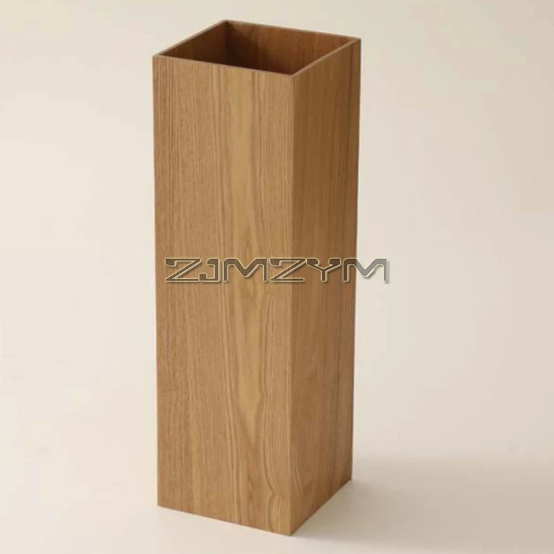 Wood Umbrella Stand, Elegant Wooden Structure Umbrella Holder Entry Hallway Decoration, Square Style, w/Removable Drip Tray