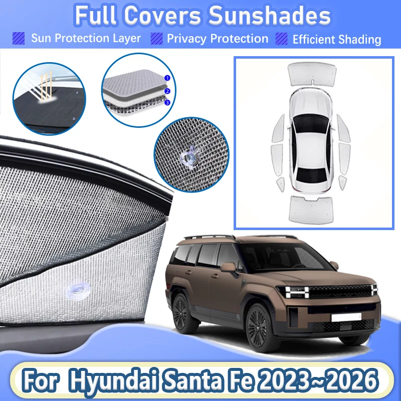 

For Hyundai Santa Fe MX5 Accessories 2023 2024 2025 2026 Car Full Coverage Sunshades Vehicle Sunshade Full Visor Car Accessories