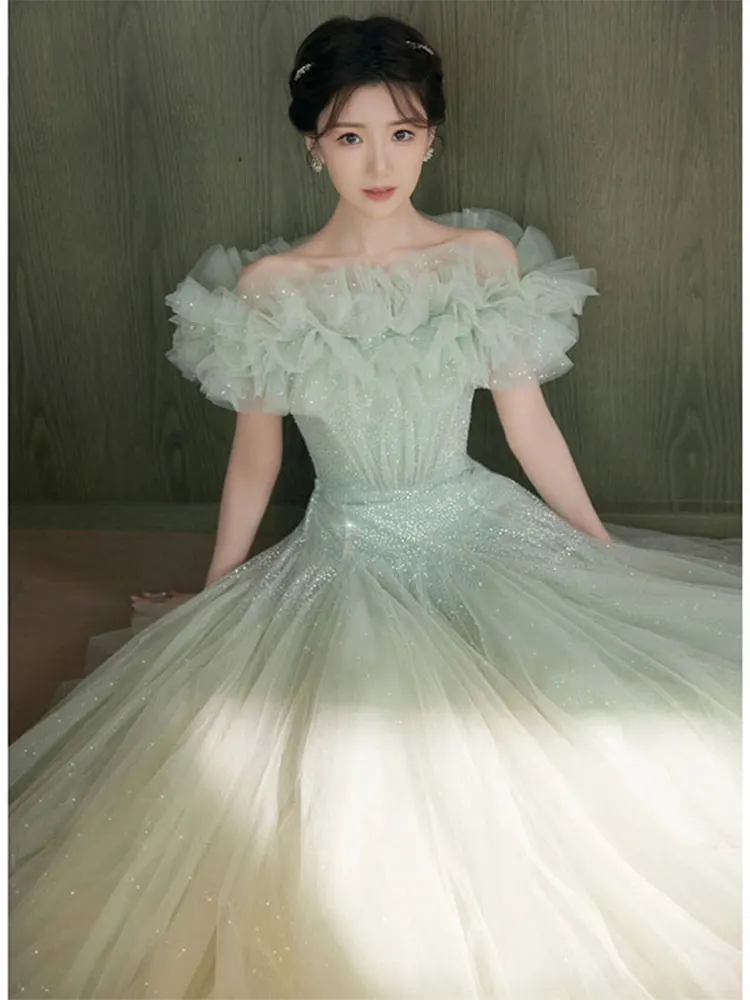 

Ele een Evening Gown for Students aduation Art Exam Performance Forest System Fairy T Sle Long A-Line Skirt