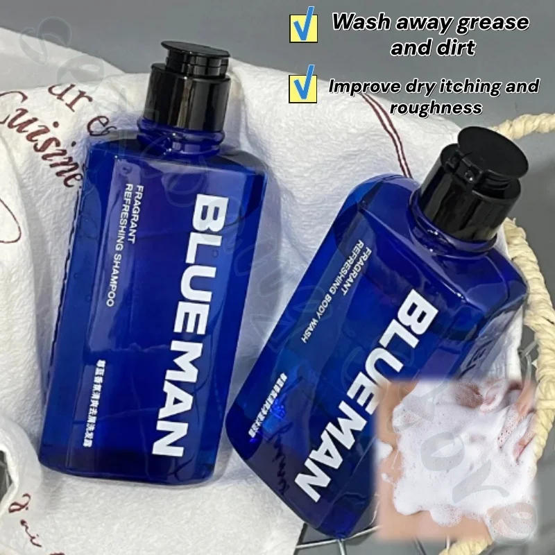 Men's shower gel 200ml refreshing and moisturizing, removing mites, long-lasting fragrance, smoothing skin, cleansing oil