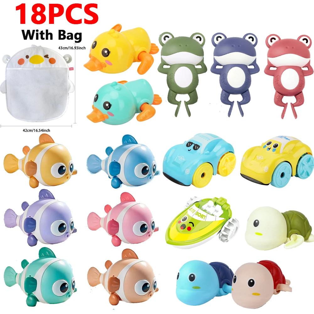 Baby Bath Toys Pack Kids Ducks Turtles Cartoon Animal Play Water Baby Bathing Swimming Bathroom Shower Bathtub Toy For Children