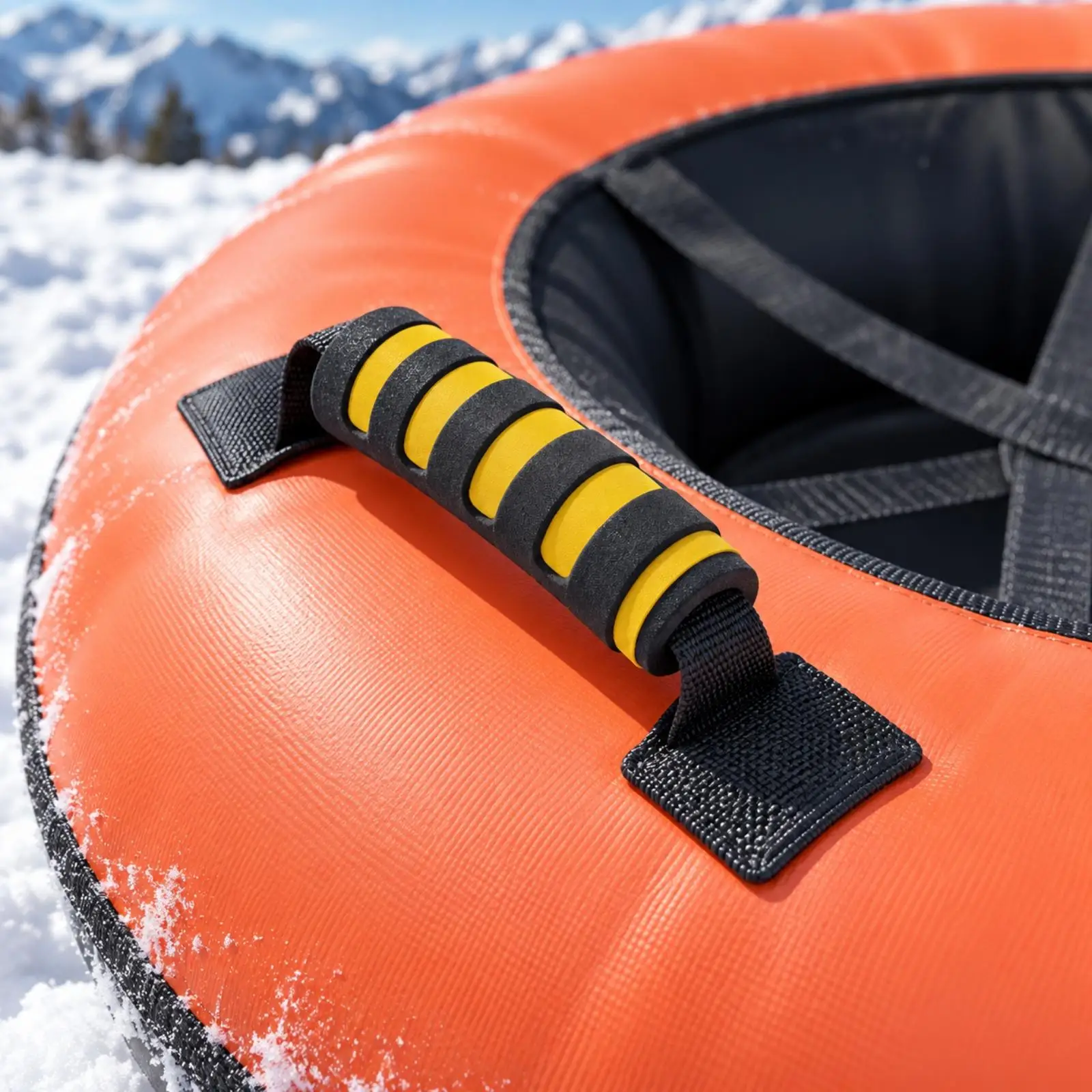 Inflatable Round Snow Sled for Adults and Children with Built in Handles PVC Oxford Cloth Material Foldable Design for Cold