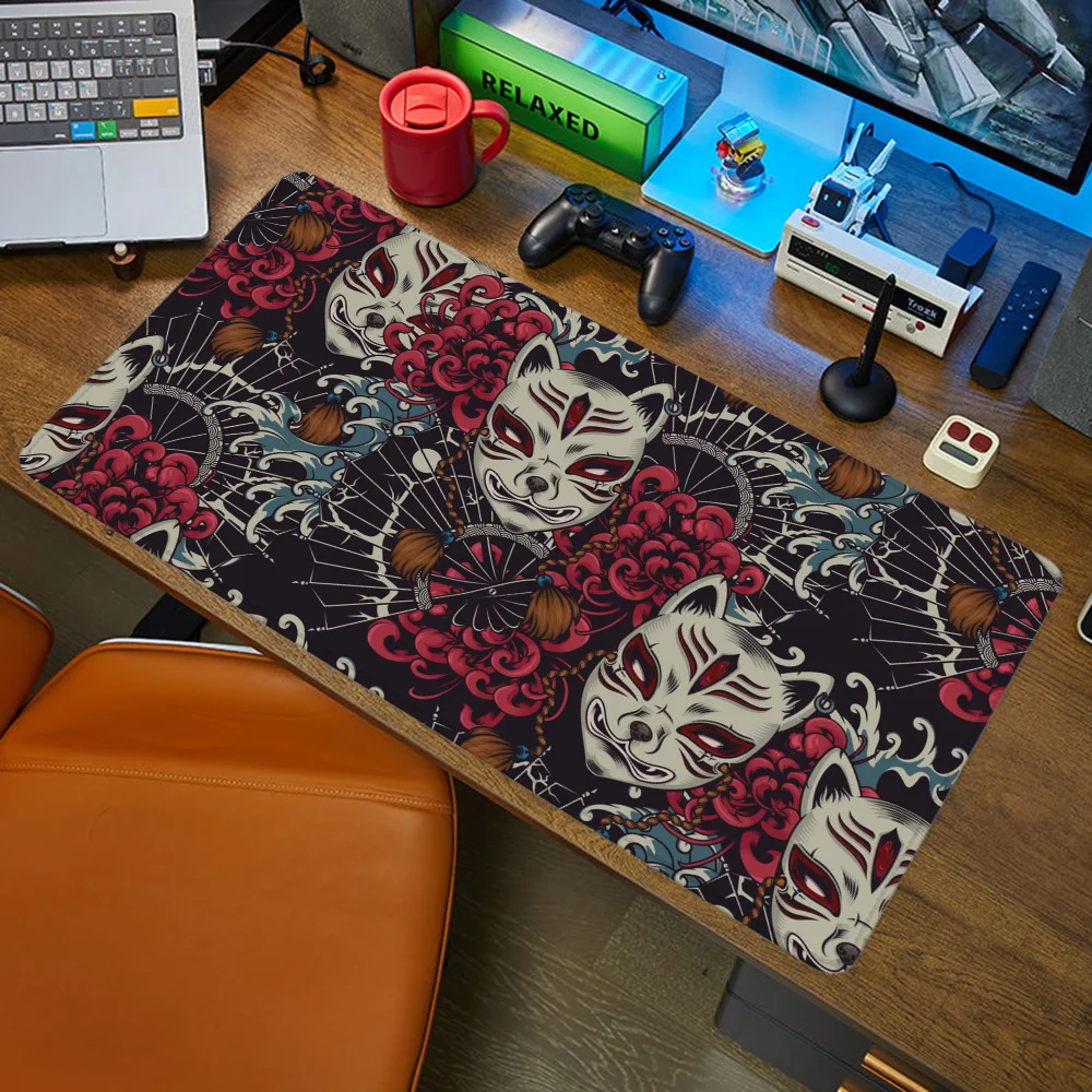 Gaming Pc Setup Accessories Kitsune Mask Mouse Pad Large Mousepad Gamer 900x400 Computer Table Desk Mat Mats Office Xxl Mause