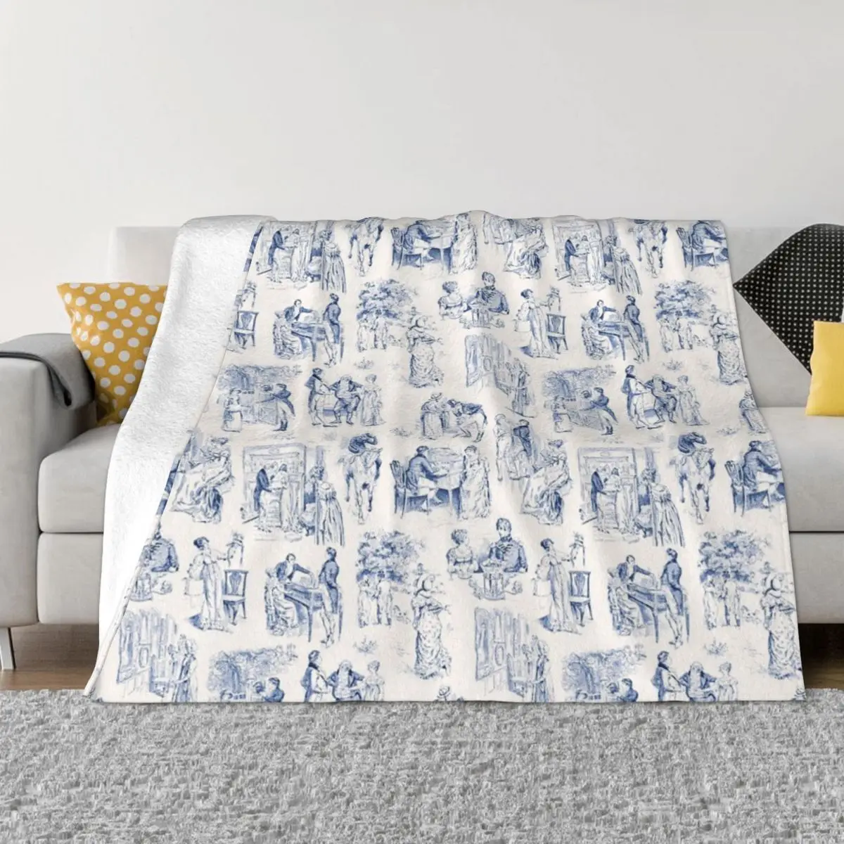 Pride And Prejudice Toile Home Bed Blanket Blankets & Throws Home And Decoration Throw Blanket