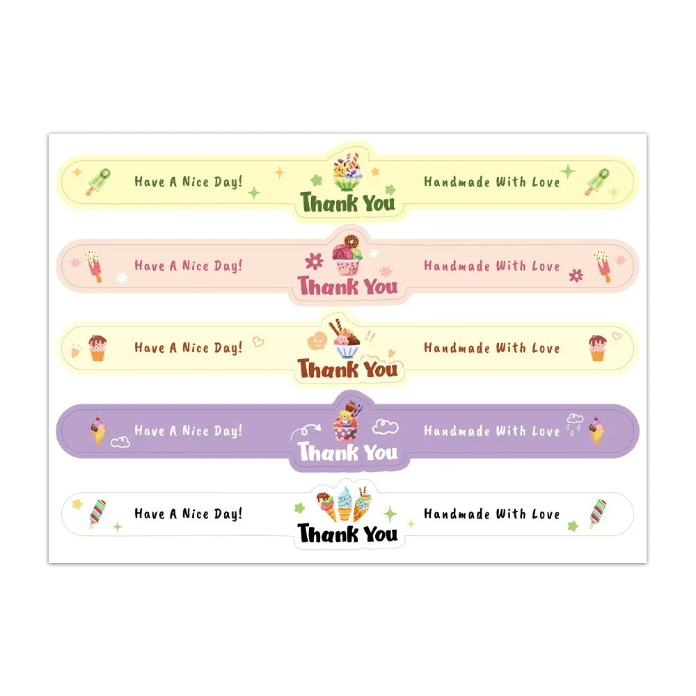 50Pcs Self-Adhesive Food Retail Package Seal Stickers Handmade Long Label Tamper Evident Seal Labels Waterproof Cute