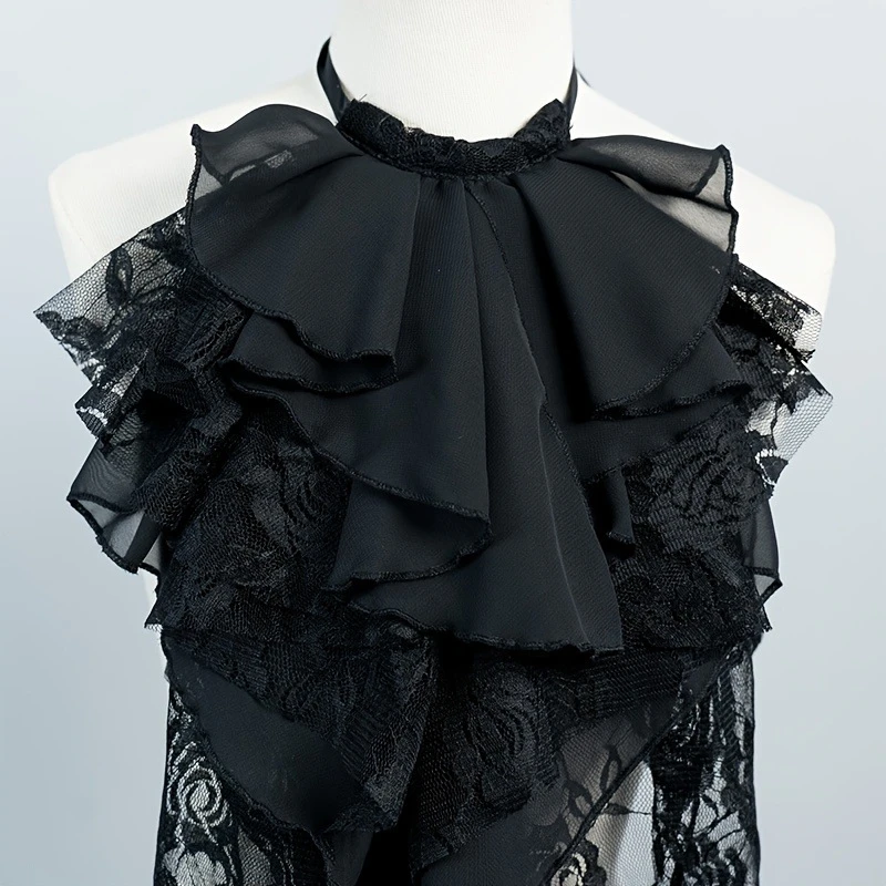 Multi Layered Lace Ruffled Fake Collar Detachable Decorative Collar Shirt Dress Party Neck Accessories