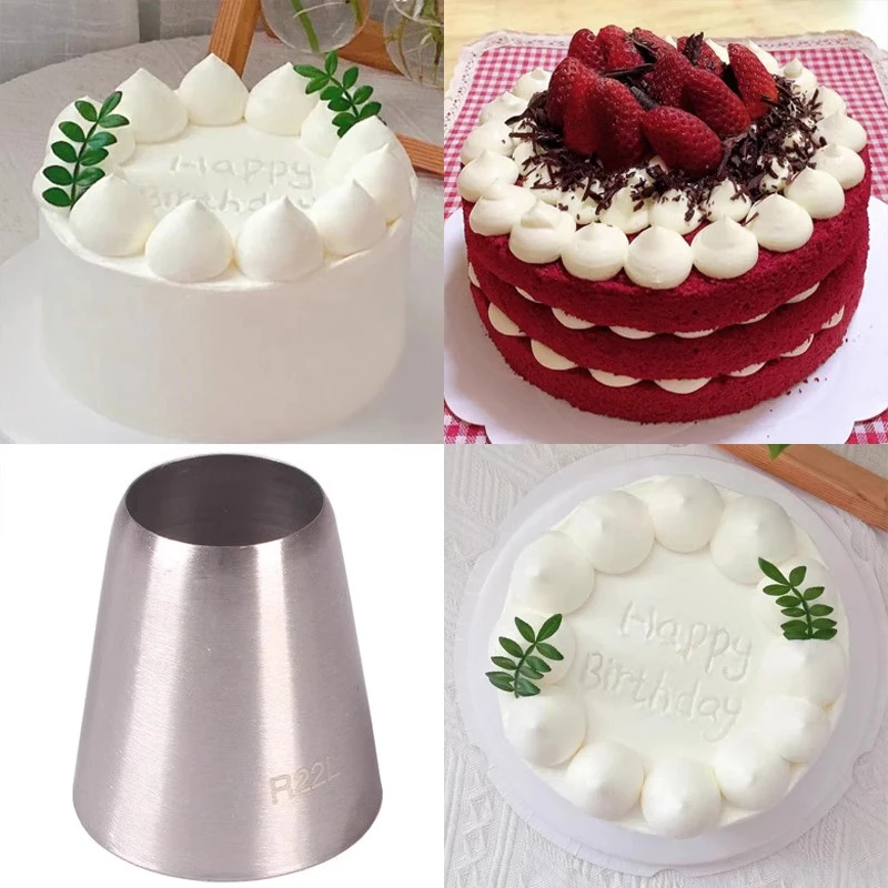 1/6PCS Large Size Round Piping Nozzle Cake Cream Pastry Tools Stainless Steel Icing Tips for Cupcake Decorating #R16L#R18L#R22L