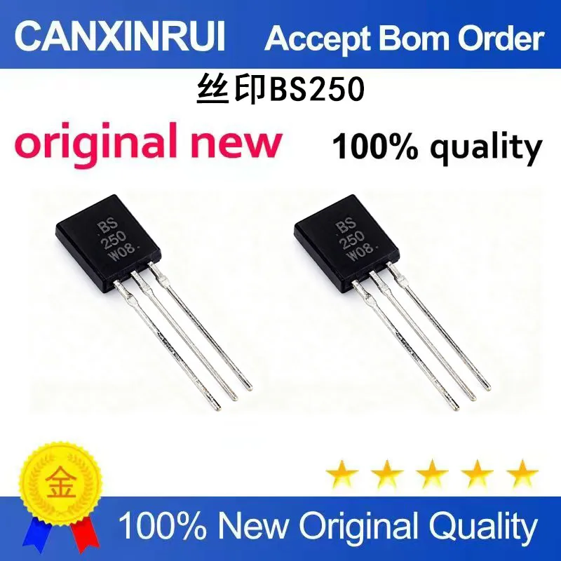 (5-100 Pieces) Brand new original BS250P direct insertion TO-92 silk screen BS250 MOSFET spot chip