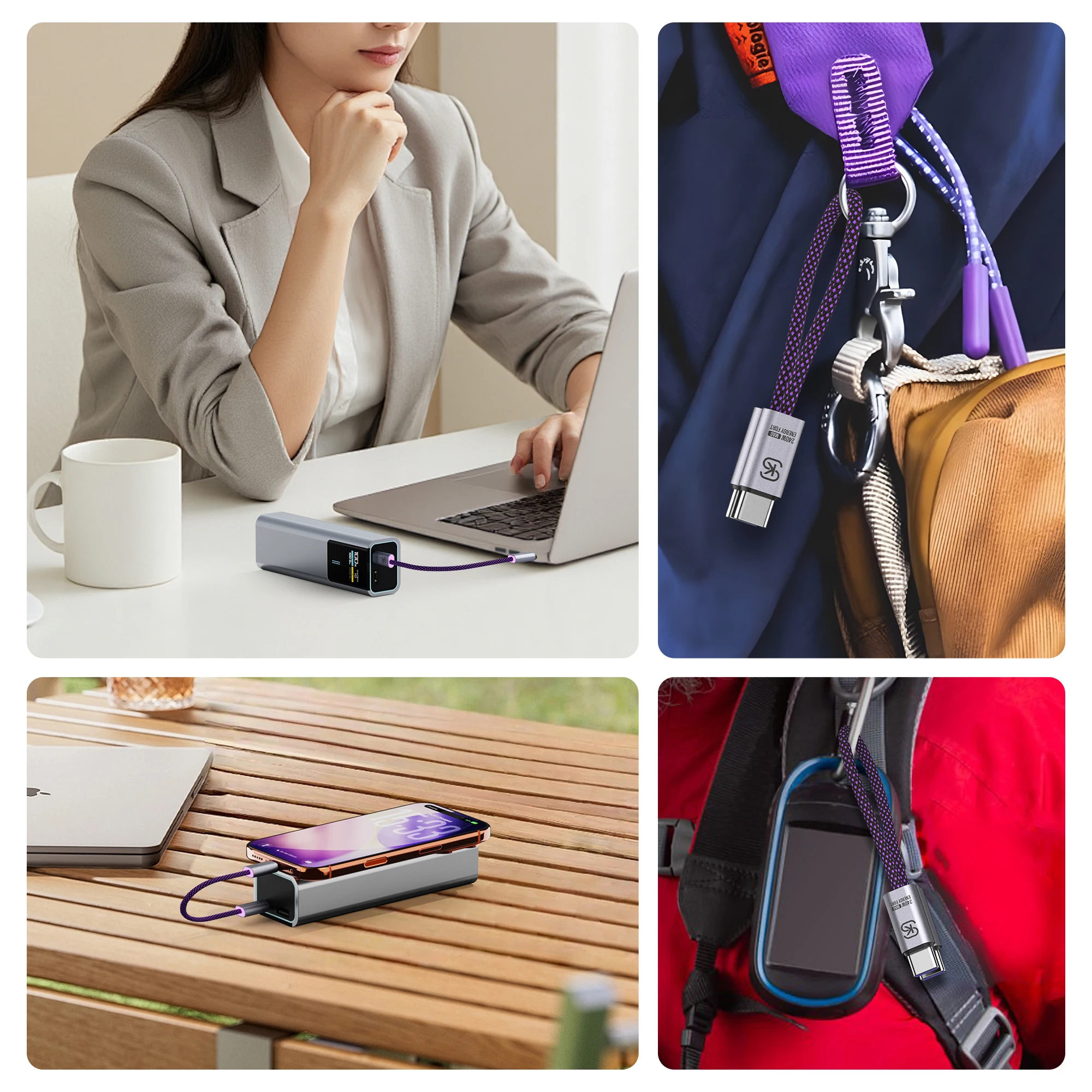 Magnetic KeyChain Type C Charger Cable 240W USB C Cable Fast Charging Cable for iPhone Samsung Cable Organizer Bag Accessories view 6