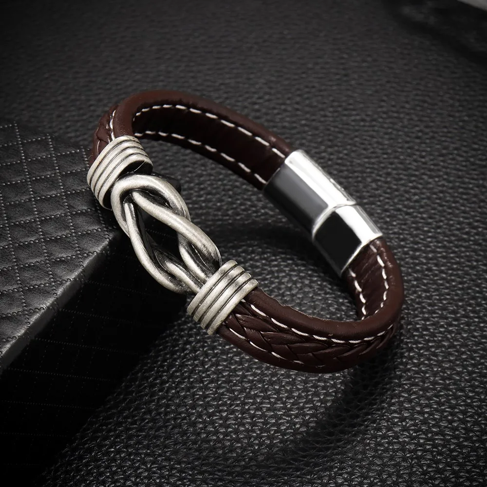 New Trendy People Creative Explosion Models Simple Ethnic Style Leather Braided Men's Bracelet Fashion Trend Bracelet