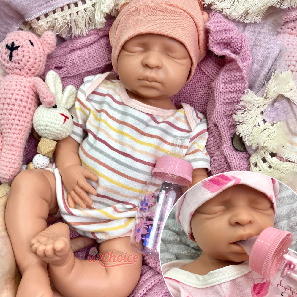 

Lifelike 17inch Full Body Silicone Reborn Baby Girl Can Open Mouth Handmade Realistic Texture Doll for Photography Studio