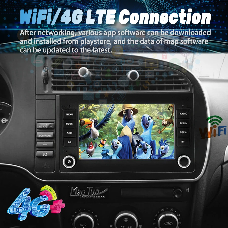 Android 15 Car Video Player Touch Screen Multimedia Stereo GPS Navigation Radio DSP WiFi 4G CarPlay for SAAB 9-3 93 2005-2008