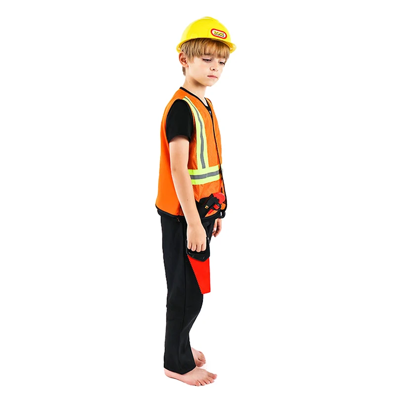 Children Engineering Costume Kids Construction Worker Cosplay Costume Role Play Toy Set Professional Experience Clothing Uniform