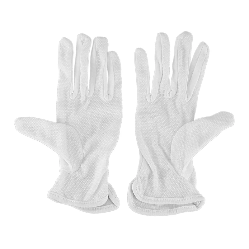 4 Pair Protective Anti-Slip White Cotton Work Driving Gloves