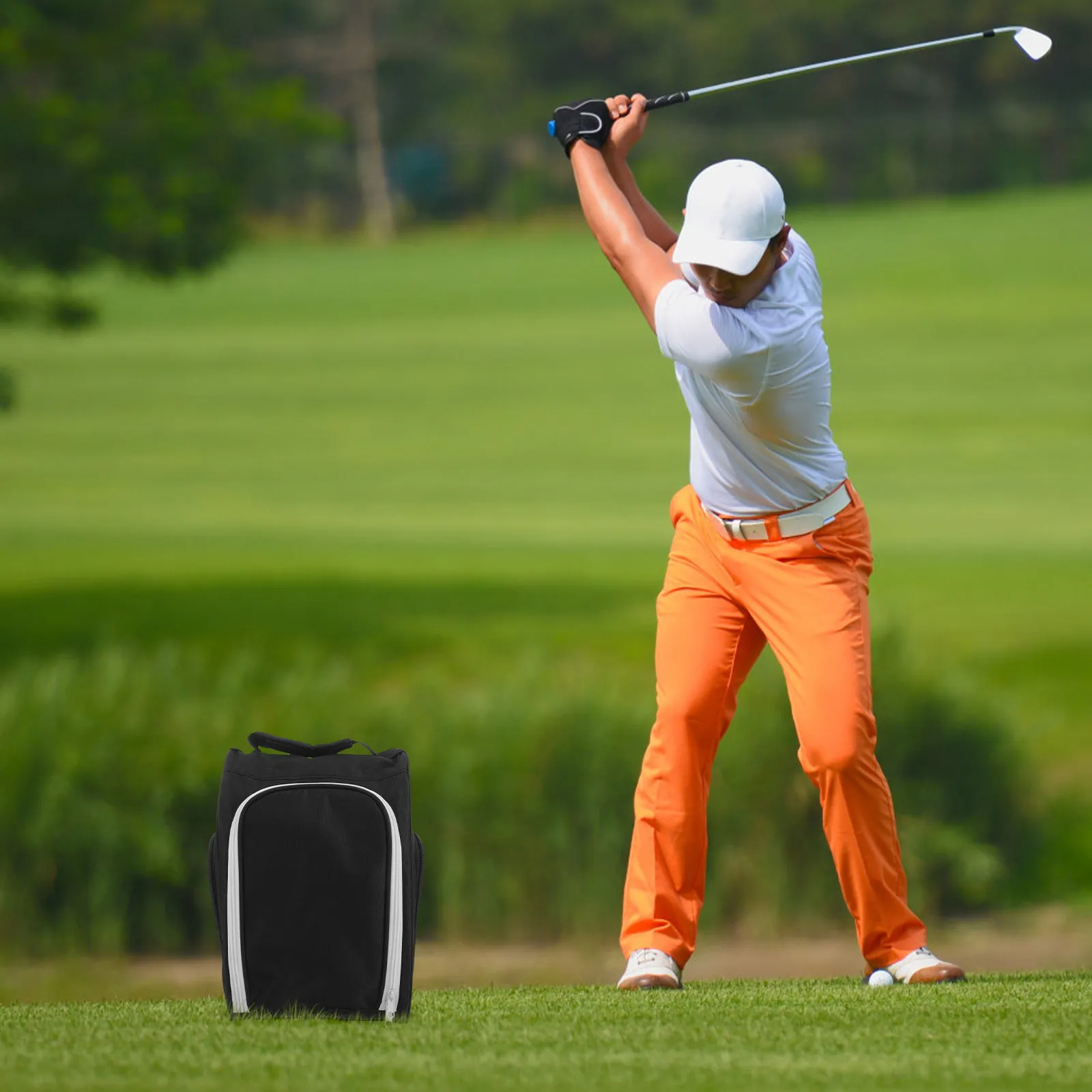 

Golf Shoe Bag Heavy Duty Breathable Fabric Zippered Shoe Storage Pouch for Men Outdoor Sports Travel Golfing Shoes Holder