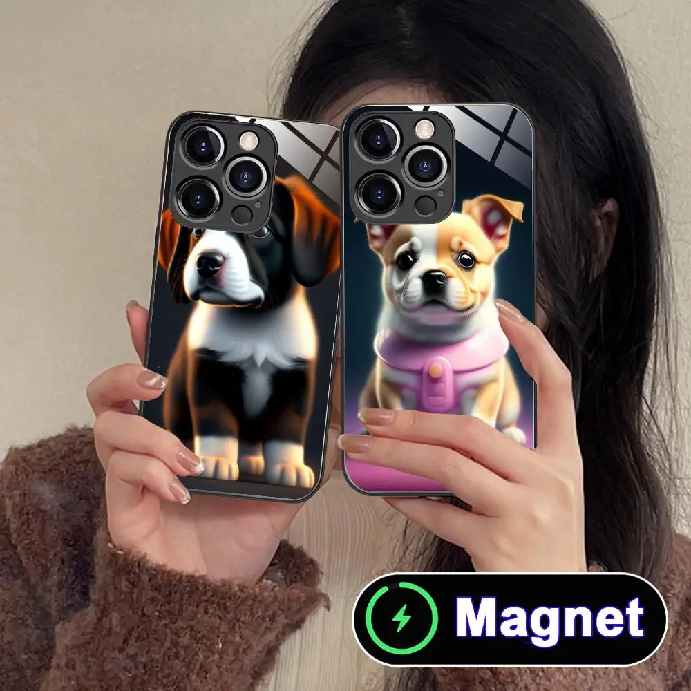 

Cute Puppy Pet Dog Phone Case for iPhone 17 16 15 14 13 12 11 Air Pro Max Plus Mini Glass MagSafe Cover