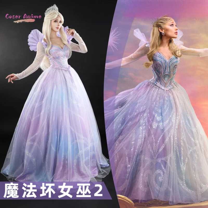 

Wicked：For Good Glinda Cosplay Costume Uniform Halloween Carnival Party Christmas Play Role Clothes Clothing