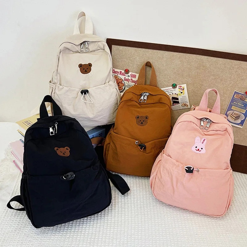 

Cute Kids Backpack School Bags for Girls Boys Bear Bunny Nylon Kindergarten Children Bag for Travel Students Backpacks