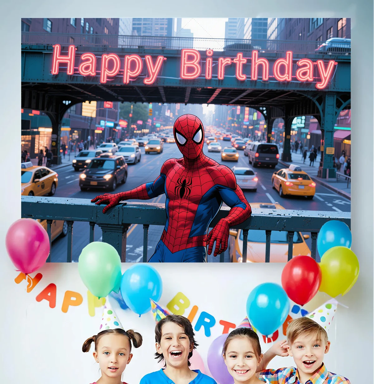 

Marvel Spider Man Birthday Backdrop Custom Party Decor Heroic Kids Photography Peter Parker Celebration Supplies Background