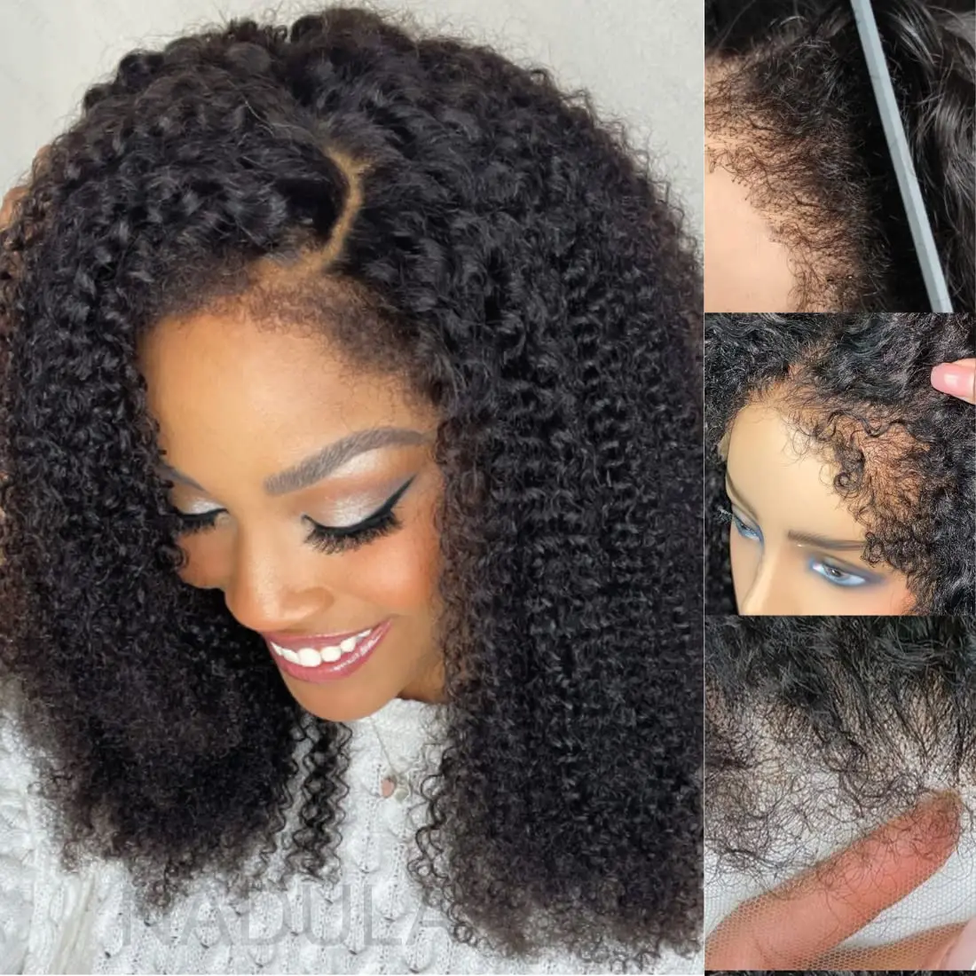 

Fluffy Baby Hair Water Wave Human Hair Wig 13x4 Lace Front Wig For Woman 4C Edges Baby Hair Lace Wigs 180% Density Brazilian