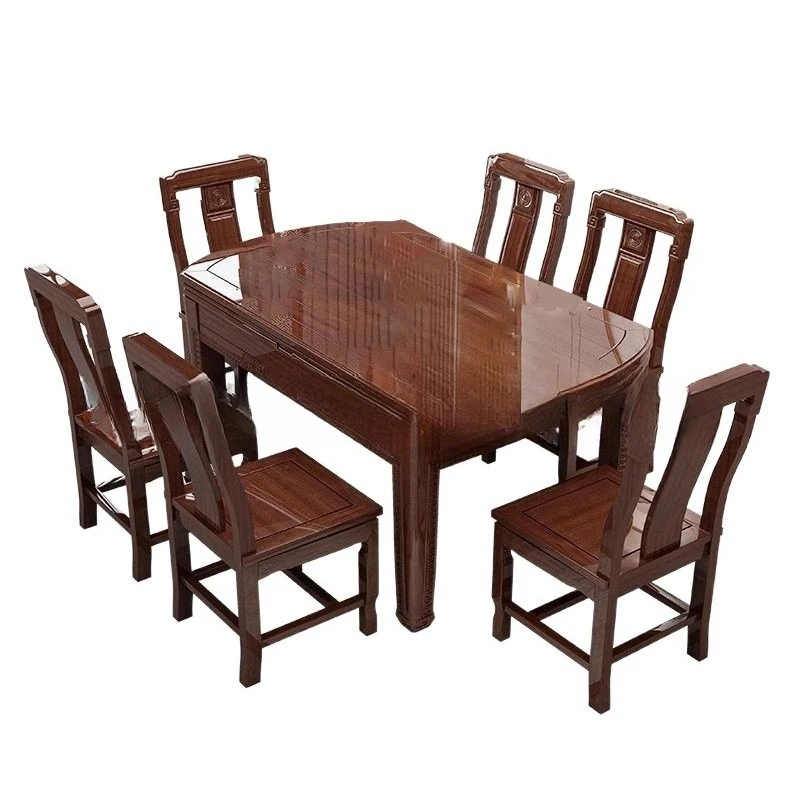 Zestaw stół i krzesła z litego drewna, rozkładany, chiński, składany, do małego mieszkania, kwadratowy i okrągły stół do jadalni.