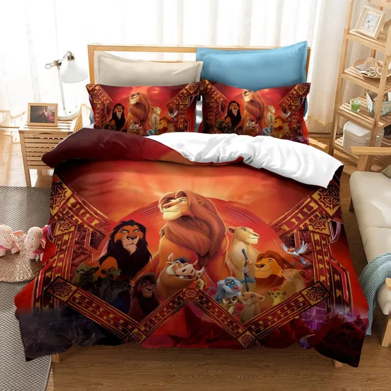 Disney The Lion King Simba Bedding Set Cartoon Boy Single Twin Size Duvet Cover Kids Teen Bedspreads Gifts