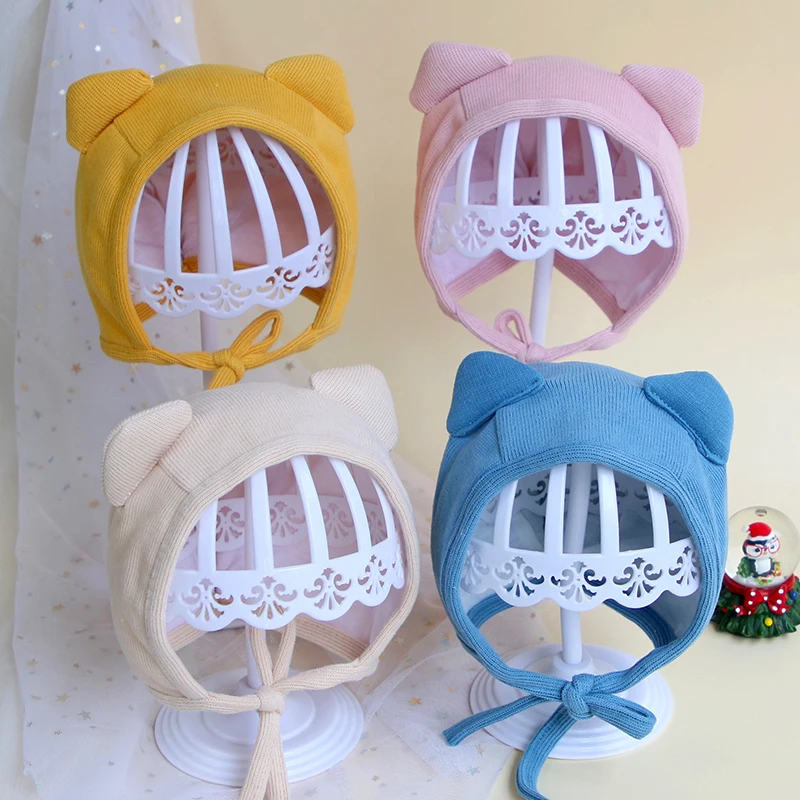 Cute Elk Antlers Baby Hat Cartoon Cat Ear Baby Boy Girl Cap Ear Protection Hats Solid Color Kids Children Beanie bonnet