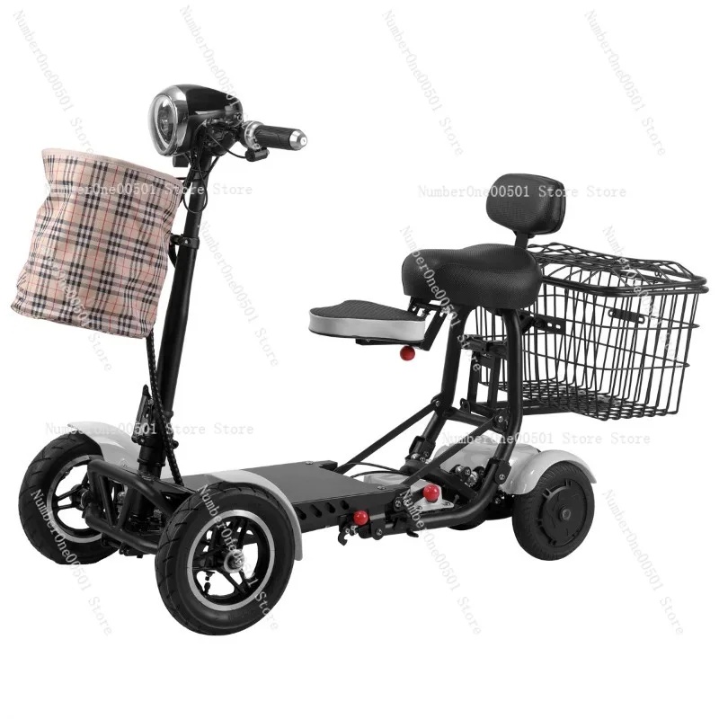 Four Wheel Electric Folding Scooter Leisure Bus For Grocery Shopping 36V Dual Drive Electric Car For Elderly Commuting at Home