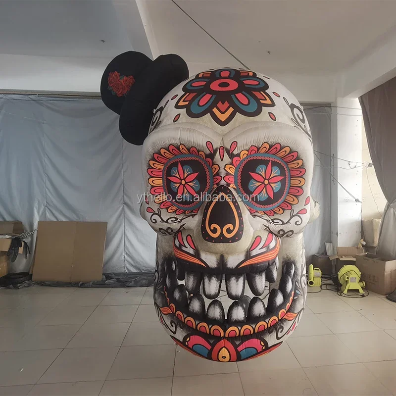 Modelo de cabeza de calavera colgante de miedo para halloween, Catrina inflable