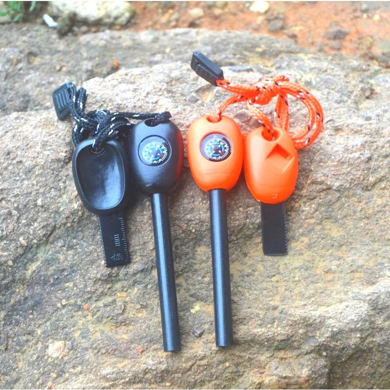 

New Premium Outdoor Emergency Survival Kit Magnesium Strip Fire Starter Compass Whistle Durable Camping Hiking Gift Set