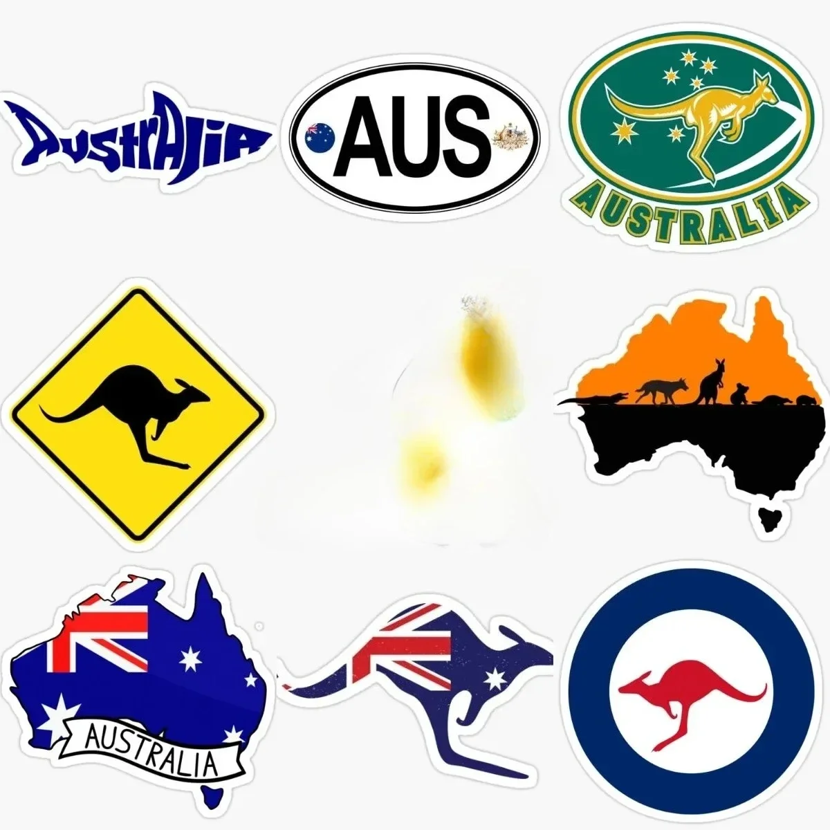 

AUS Australian Aussie Kangaroo Flag Map Sticker for Decorate Fridge Laptop Car Window Bumper Bicycle Van Decals Accessories
