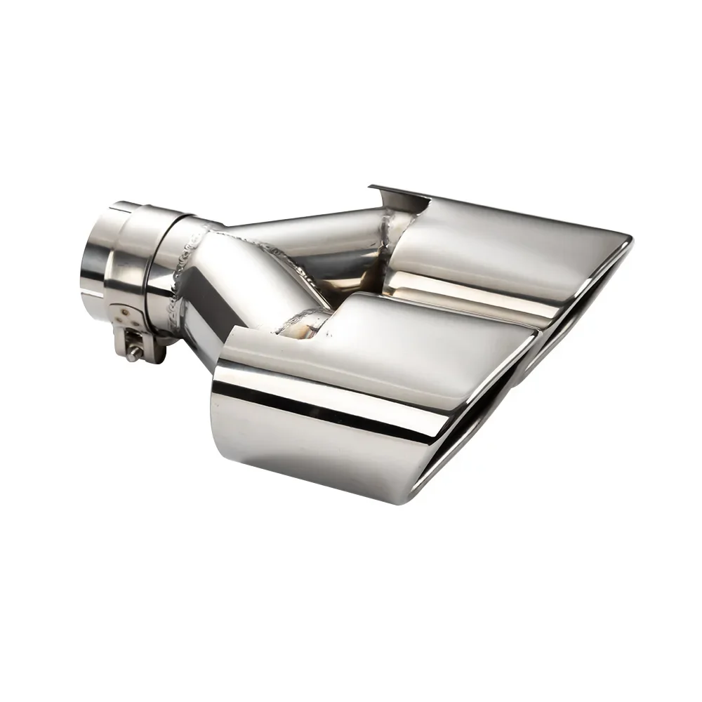 

Universal Car Exhaust pipe Stainless Steel chrome silver double exhaust tip Square outlet Muffler tailpipe 63mm